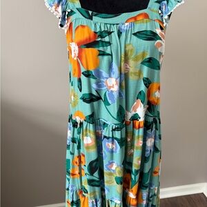 THML New w/Tags Bold Multicolor Floral Sleeveless Tiered Sleeveless Dress Small